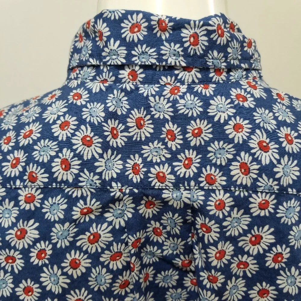 J.Crew shirt Large Short-sleeve Stretch Slub Cotton Shirt Daisy Print floral